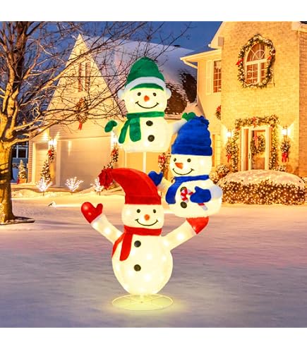 Amazon.com: Tangkula 5 FT Christmas Lighted 3 Stacked Snowman